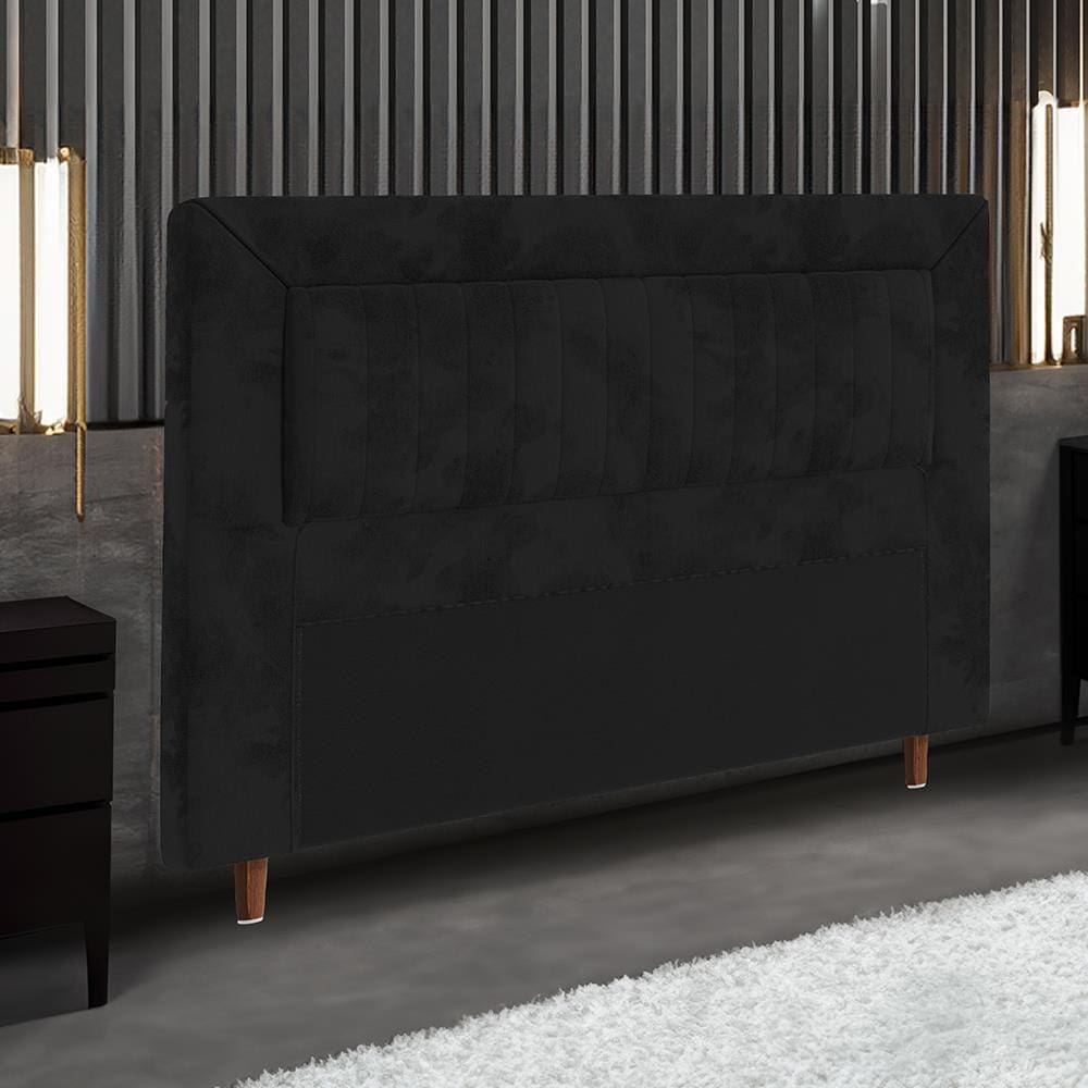 Cabeceira para Cama Box King Size Portobel Cintia com Revestimento em Suede