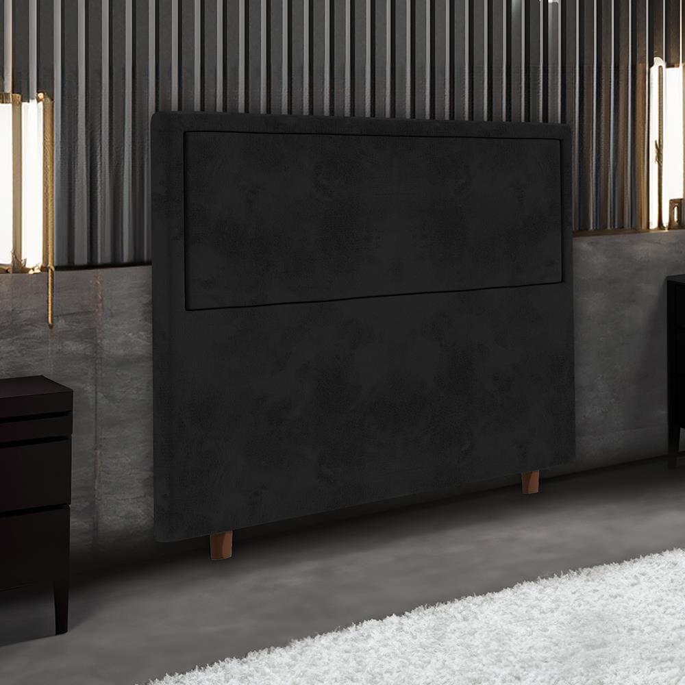 Cabeceira para Cama Box Casal Portobel Evelyn com Revestimento em Suede – 140cm de largura