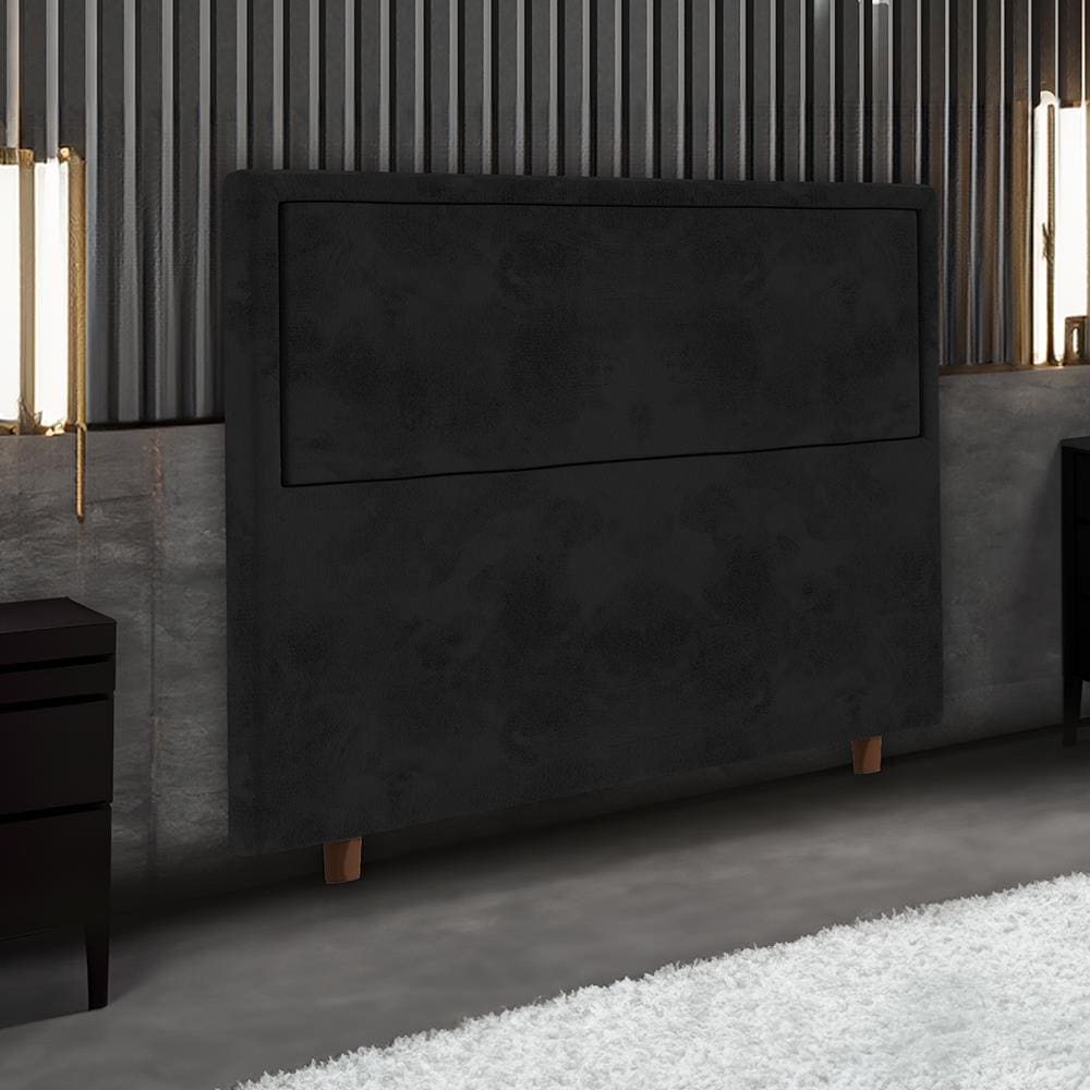 Cabeceira para Cama Box King Size Portobel Evelyn com Revestimento em Suede – 195cm de largura