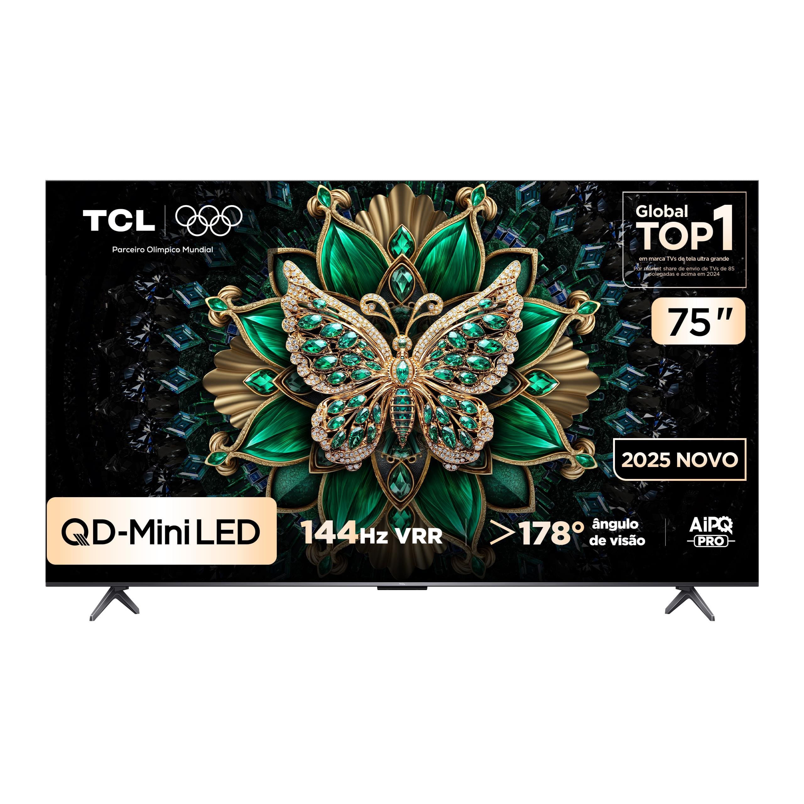 Smart TV 75” TCL 75C6K 4K QD-Mini Led 144Hz com Sistema Operacional Google TV