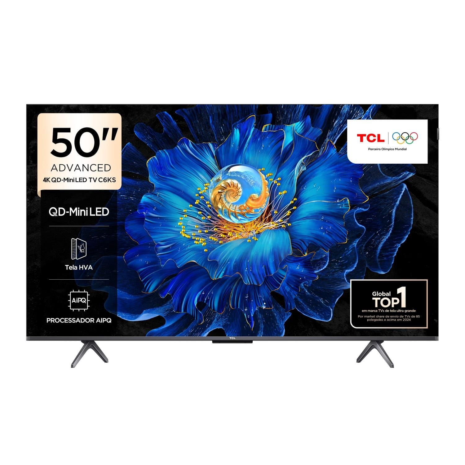 Smart TV 50” TCL 50C6KS 4K QD-Mini Led 60Hz com Sistema Operacional Google TV