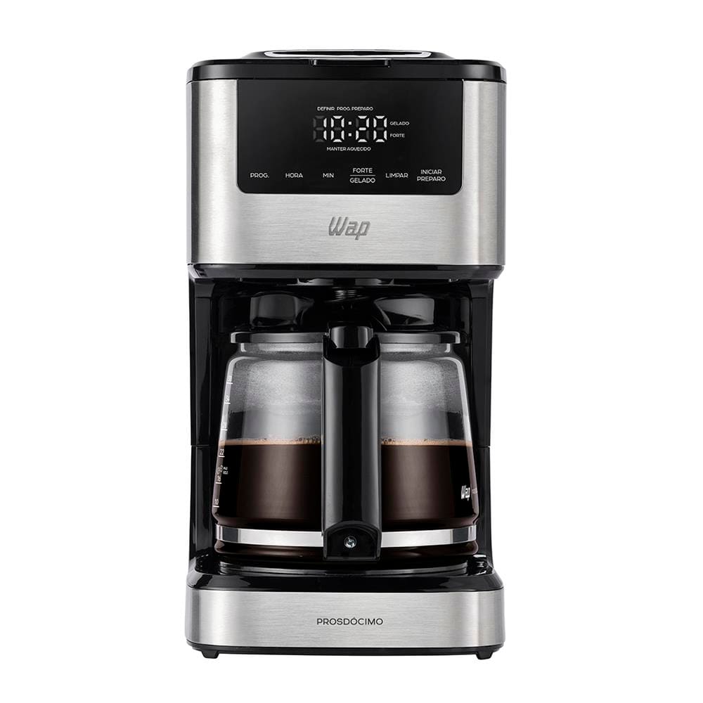 Cafeteira Elétrica Digital Wap Aroma WCD 1500 com capacidade de até 38 Xícaras – Inox/Preto
