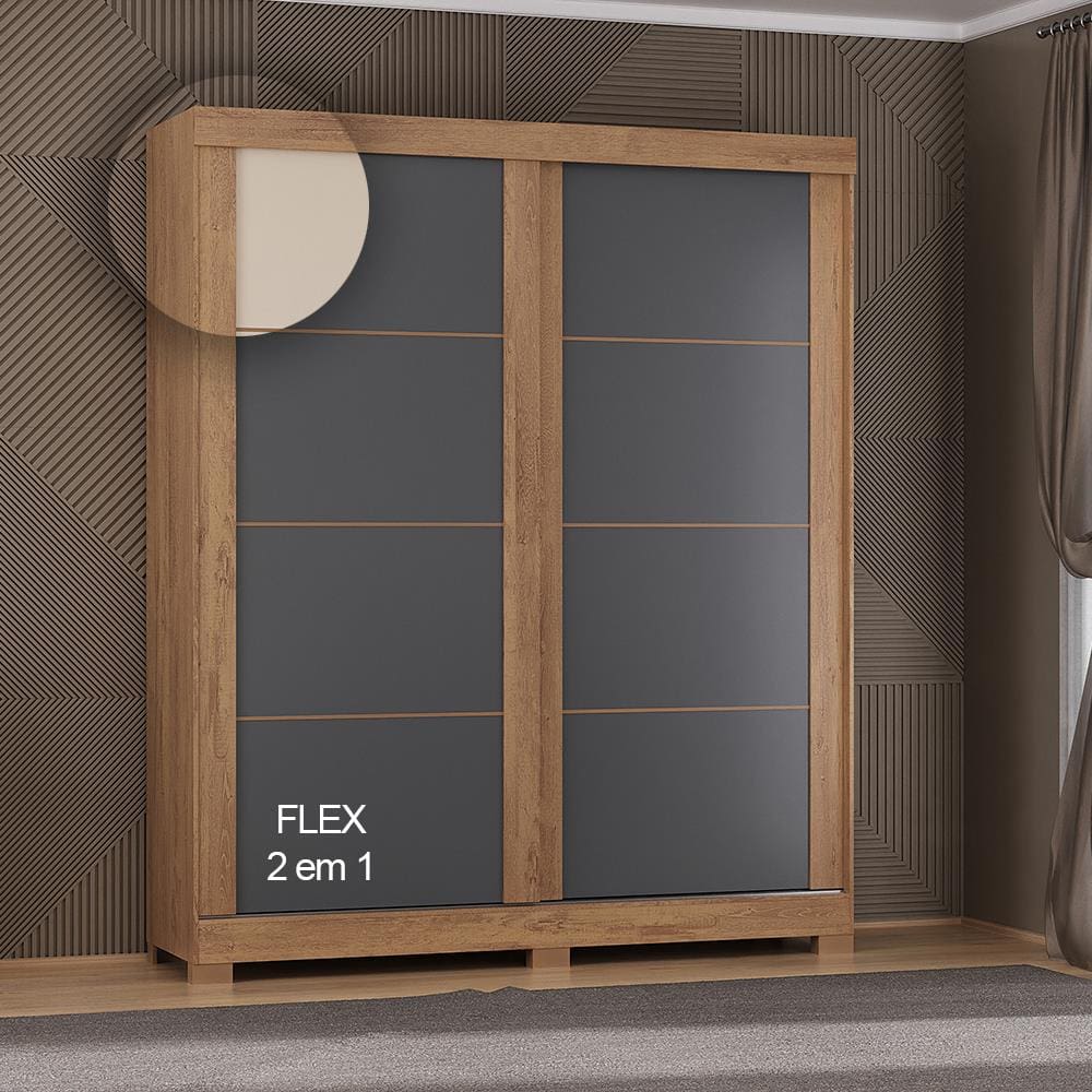 Guarda-Roupa Casal Atualle Montana 2 Portas de Correr 2D Flex Grafite Off White