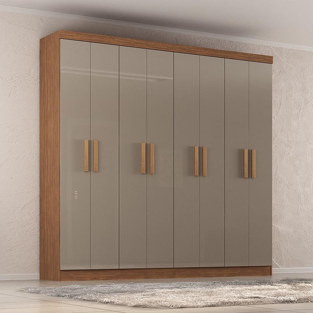 Guarda-Roupa Casal Atualle Petrópolis 8 Portas 2 Gavetas Acácia com Reflecta
