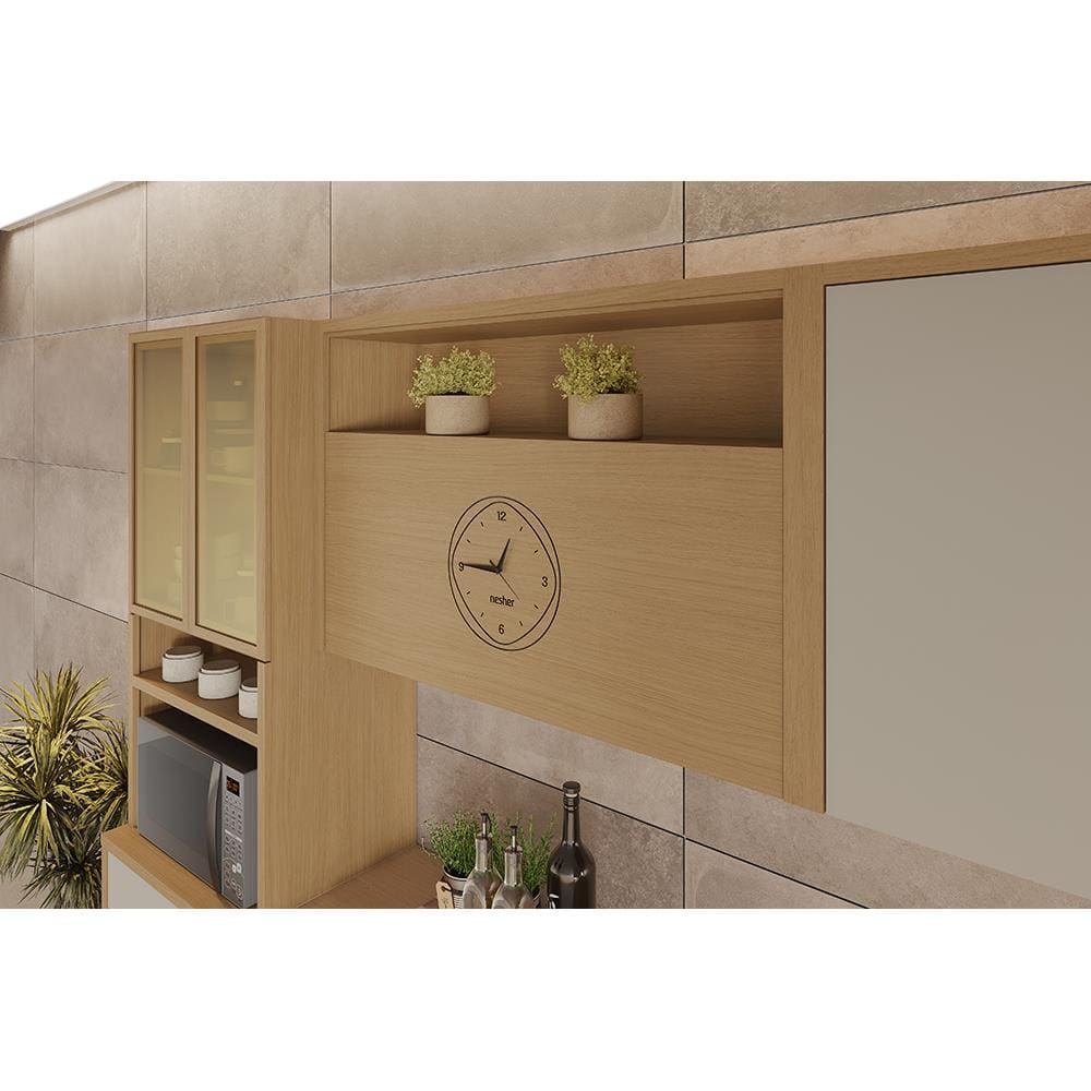 Armário Aéreo Nesher Condessa em MDF 15mm com 1 Porta Basculante e 1 Prateleira - 120cm de largura – Carvalho