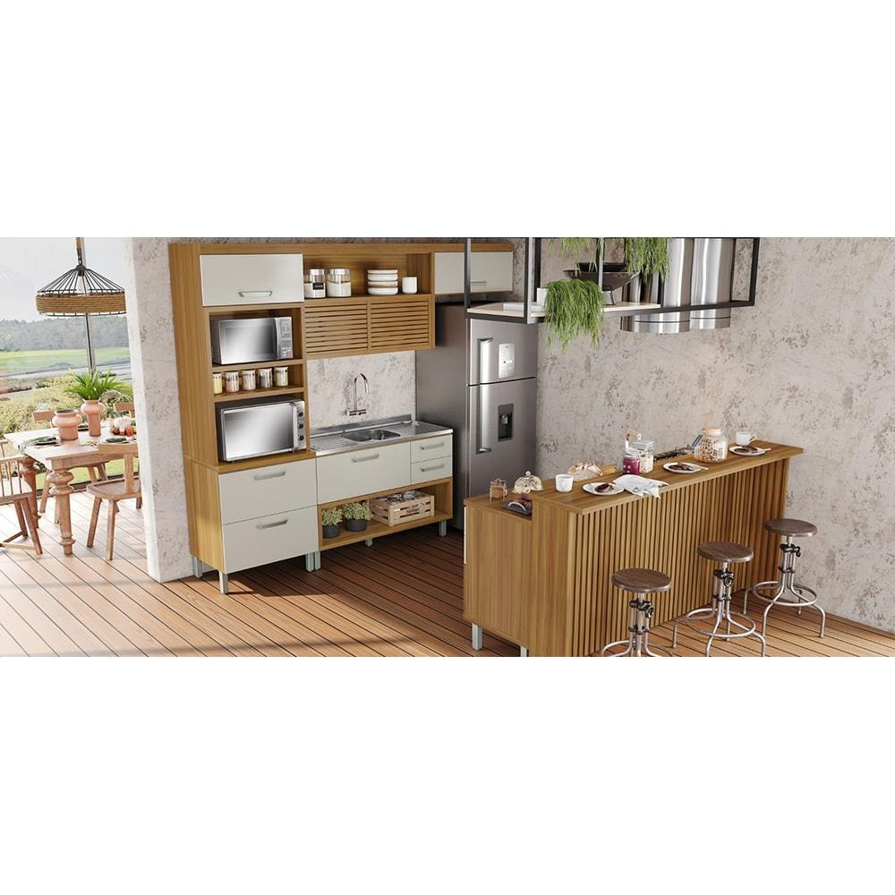 Painel de Ilha Nesher em MDF 15mm - 200cm de largura – Nature