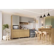 Armário Aéreo Geladeira Nesher Simone Mendes com 1 Porta Basculante 80 cm - Carvalho/Greige