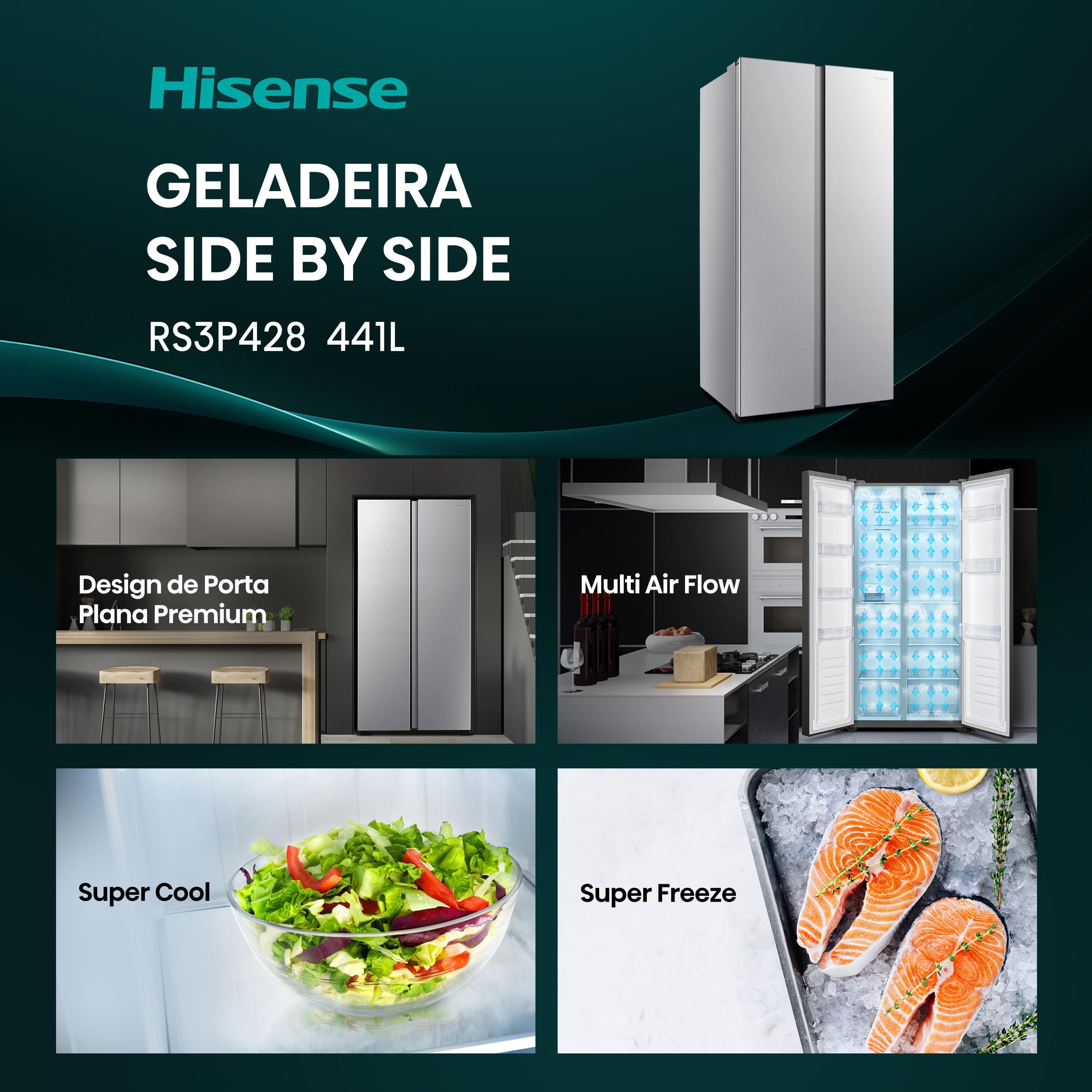 Geladeira 428L Hisense RS3P428 Side by | Extra