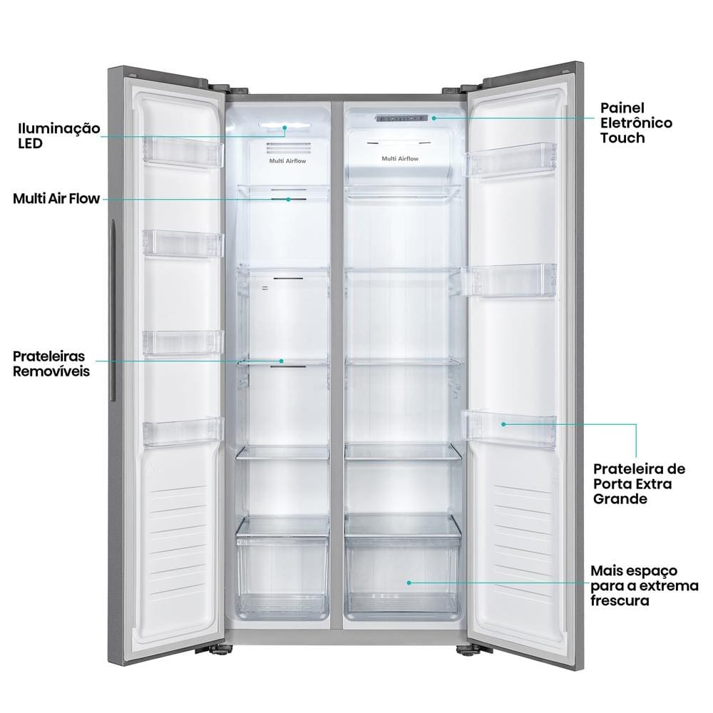 Geladeira 428L Hisense RS3P428 Side by | Extra
