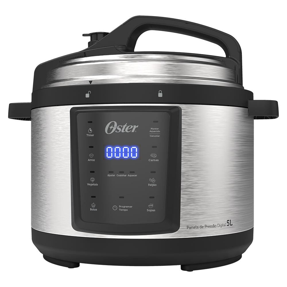 Panela de Pressão Elétrica Oster Digital 5L 900W Painel Touch 9 Sistemas de Segurança