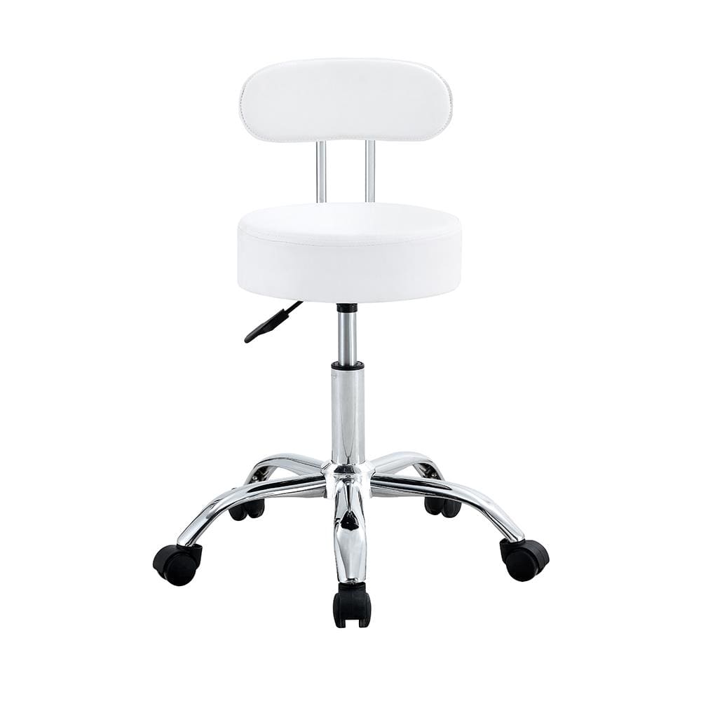 Cadeira Mocho com Encosto Conthey PU Base Giratória Cromada Altura Ajustável