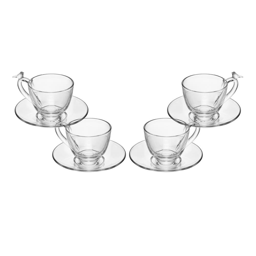 Conjunto 4 Xícaras de Chá Wolff Bird 180ml com Pires Cristal Ecológico
