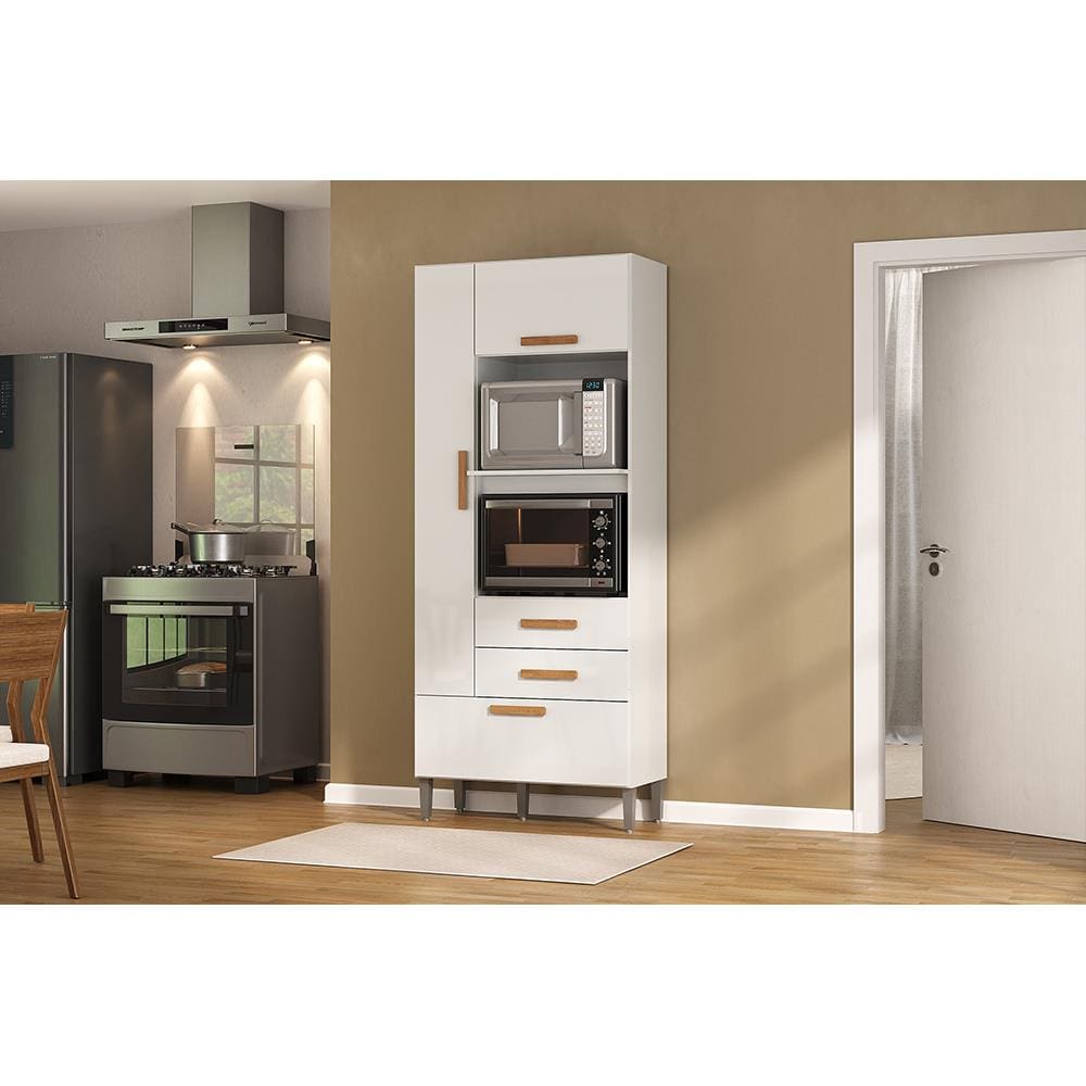 Armário Multiuso Atualle Seul 3 Portas 2 Gavetas Nicho Forno Micro-ondas