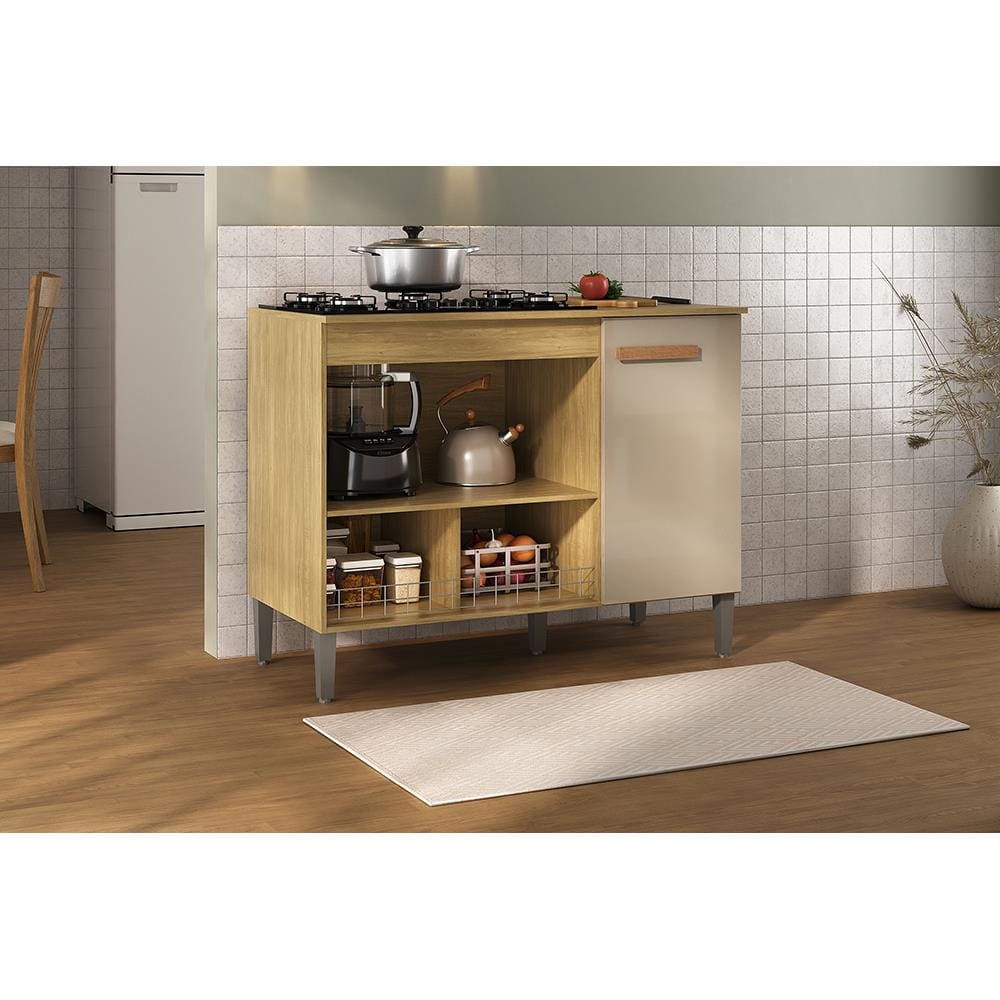 Balcão Para Cooktop de até 5 Bocas Atualle Madri 109 cm 1 Porta MDF