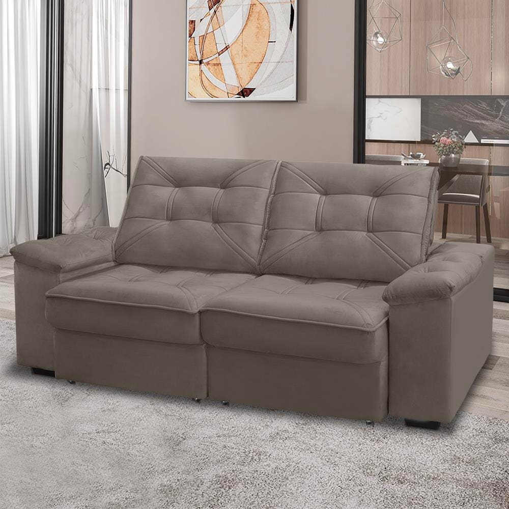 Conjunto Sofá RBF Móveis Ypê 4 Lugares 242cm Bipartido Retrátil Reclinável