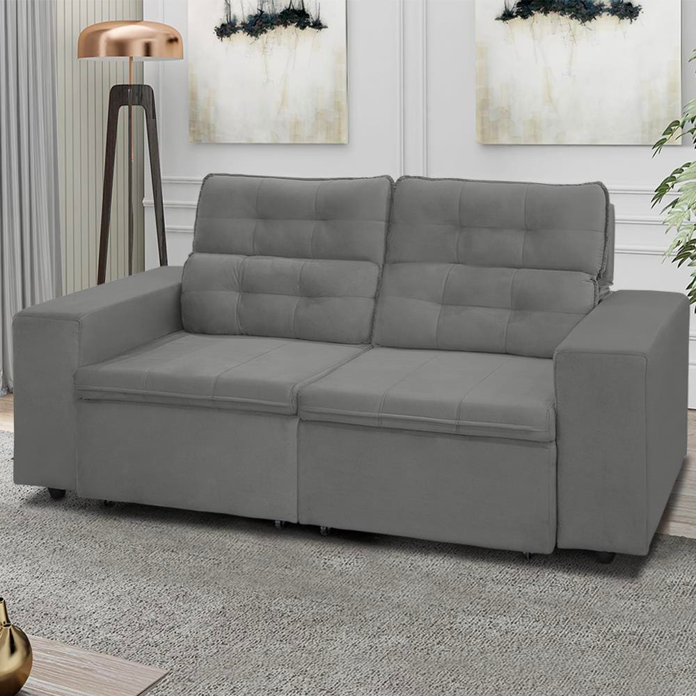 Sofá RBF Móveis Berlin 3 Lugares 202cm Retrátil Reclinável com Rodízios