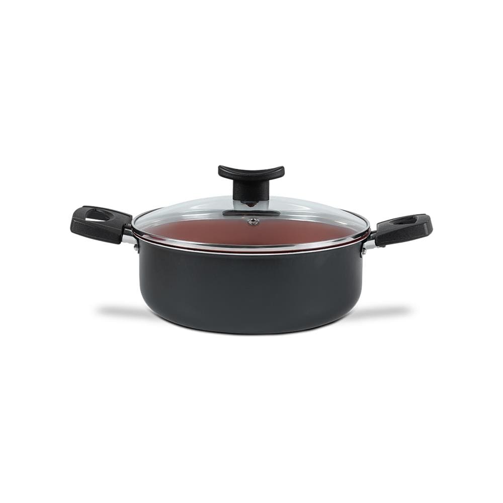 Caçarola Brinox Topázio 22cm 3,45L Antiaderente Pro-Flon Tampa Vidro Cinza Range