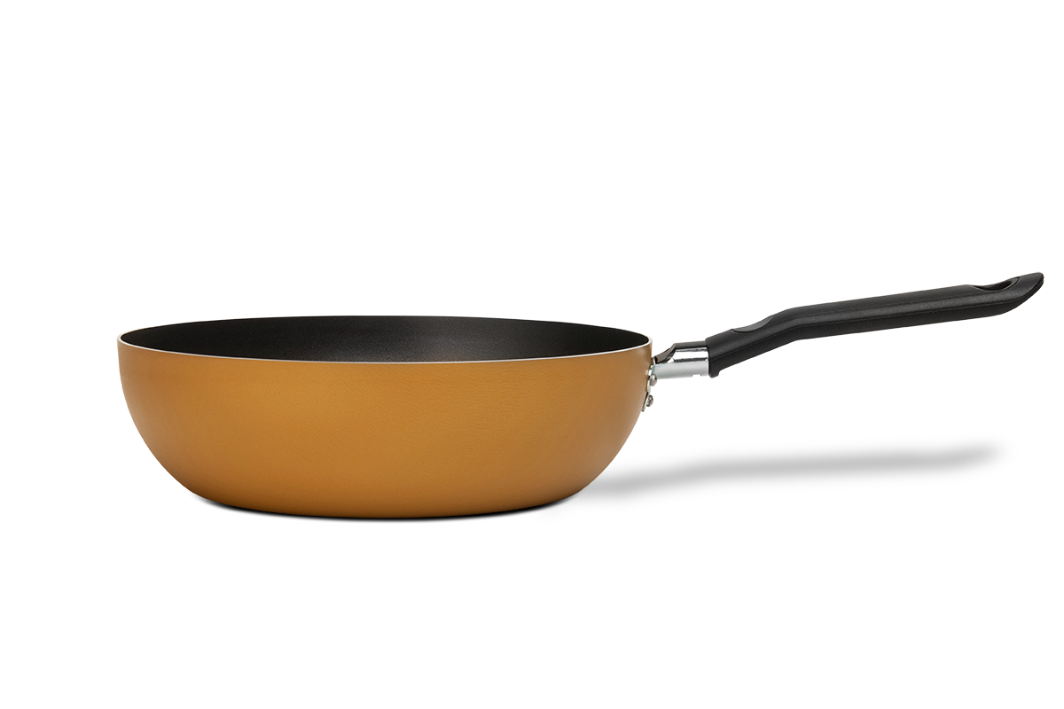 Panela Wok Brinox Fun Antiaderente Pro-Flon 2,3L 24cm Mostarda