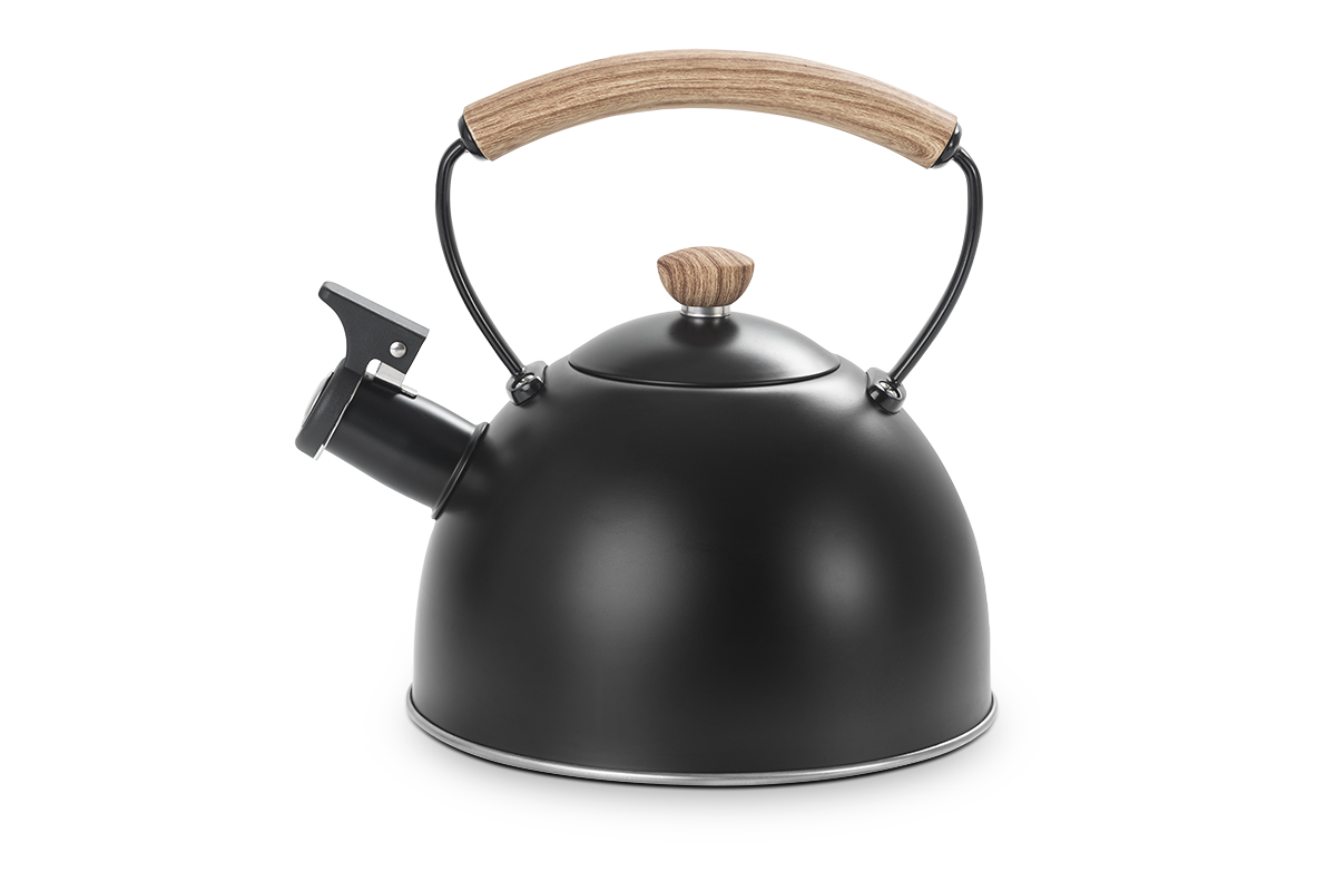 Chaleira Brinox Roma Vintage 1,5L Apito Cabo Soft Touch Inox Preto Fosco