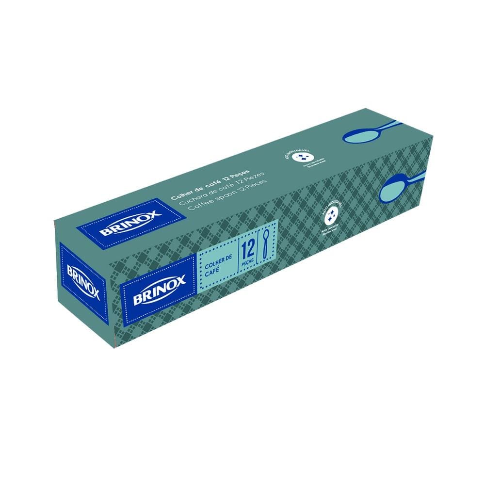 Conjunto de Colheres de Café Brinox Lyon 12 Peças com Friso Polido Aço Inox