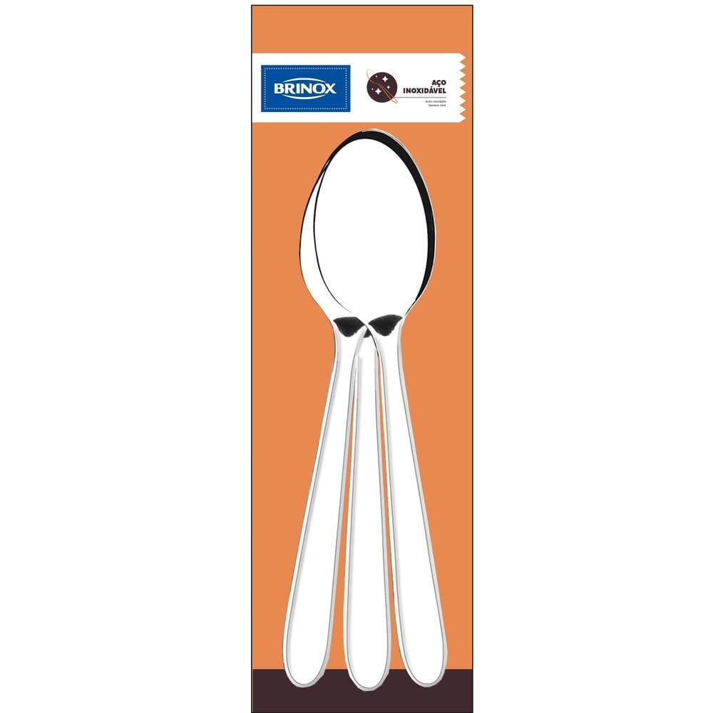 Conjunto de Colheres de Mesa Brinox Lyon 3 Peças Acabamento Polido Inox