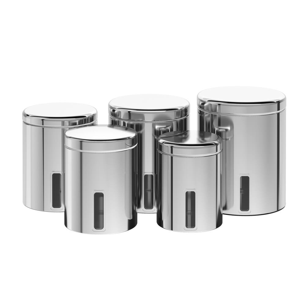 Conjunto de Potes para Mantimentos Brinox Suprema 5 Peças com Visor Inox