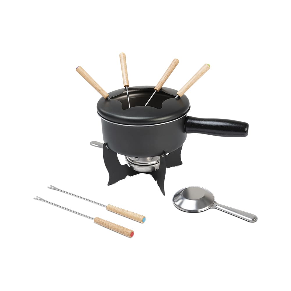 Aparelho de Fondue Brinox 10 Peças Caçarola Esmaltada 1,25L Base Fogareiro Inox Cinza Range