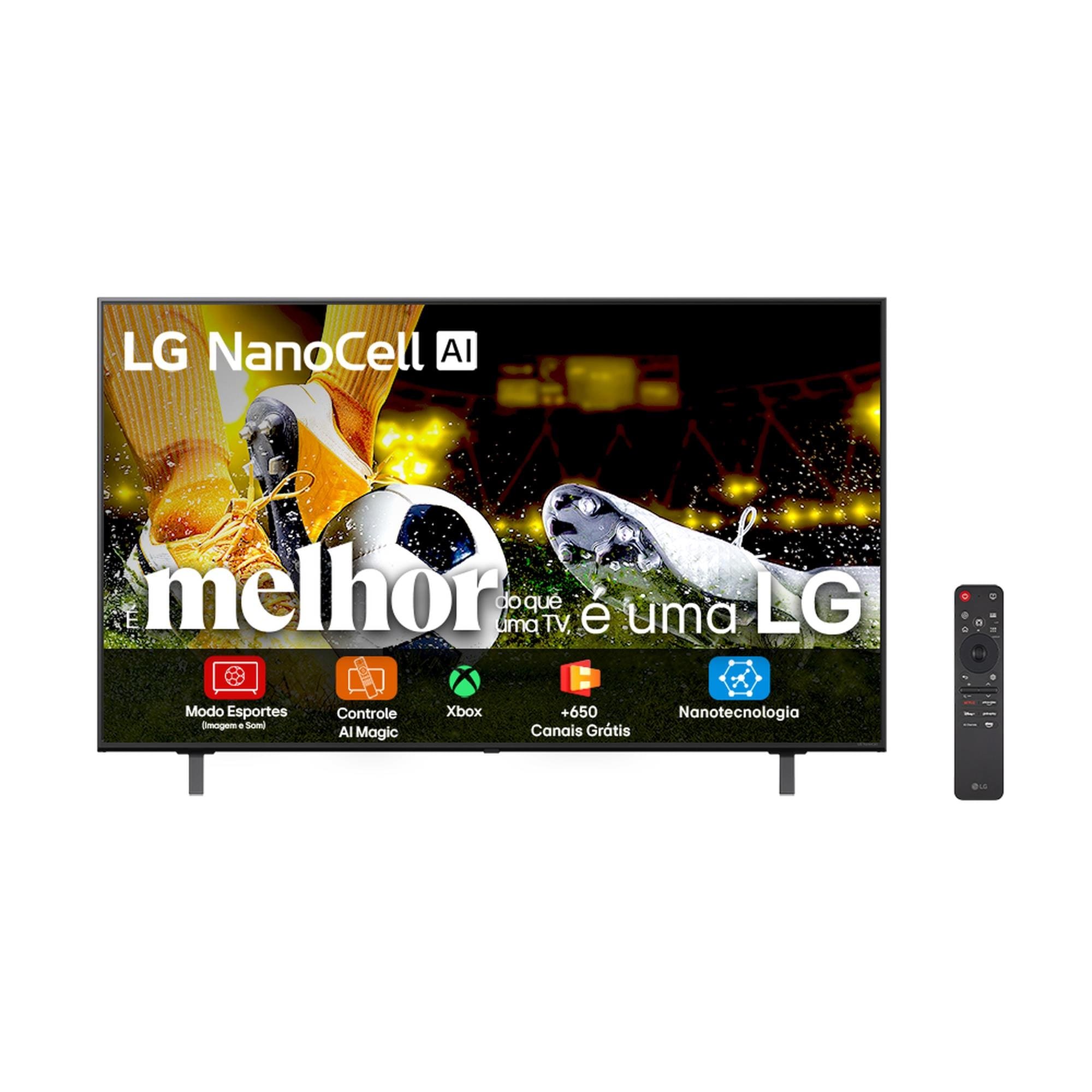 Smart TV 50” 4K LG NanoCell 50NANO80ASA Processador a7 AI 8ª Geração WebOS 25 HDR10 Charcoal Black