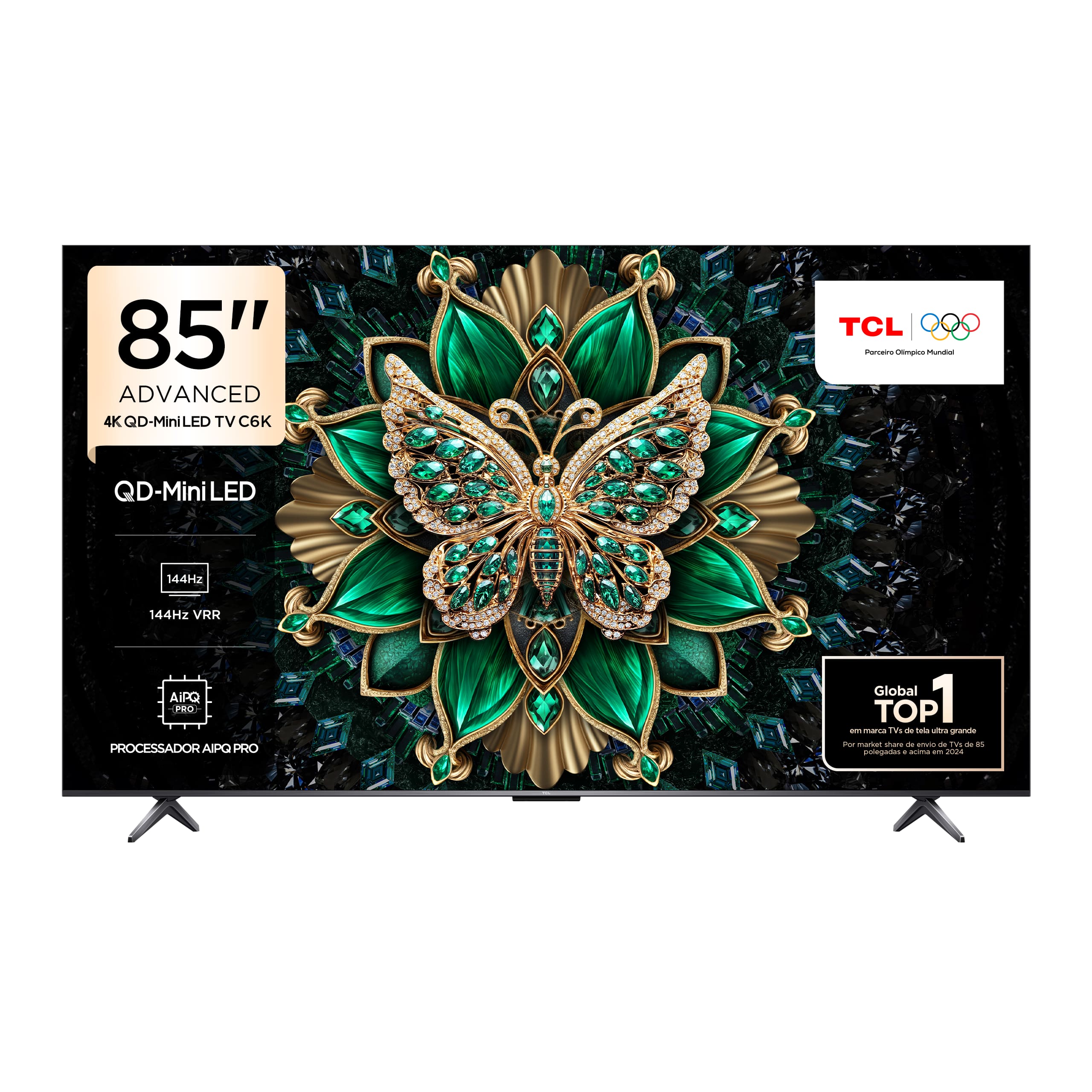 Smart TV 85” 4K TCL 85C6K QD-Mini LED Matte 144Hz Google TV Dolby Vision Atmos