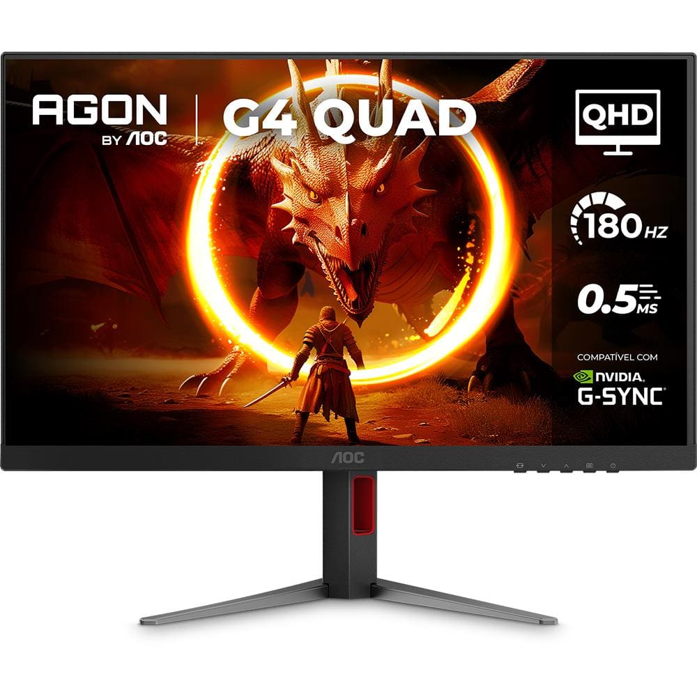 Monitor Gamer 27” AOC AGON G4 Quad 27 Q27G4F/57 180Hz 0,5ms IPS G-SYNC Preto e Cinza