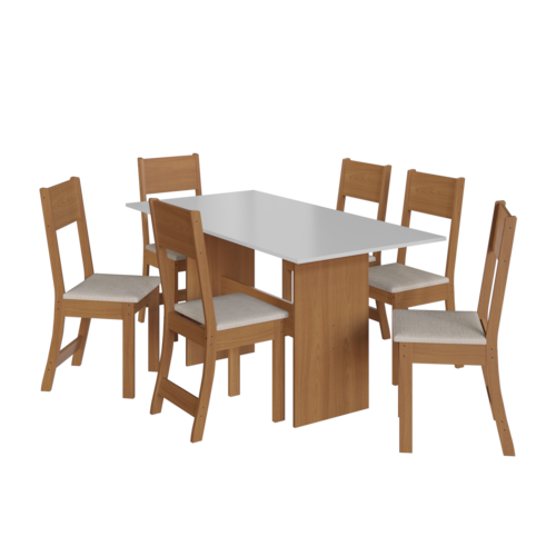 Conjunto de Mesa Retangular com 6 Cadeiras Indekes Orquídea | Extra