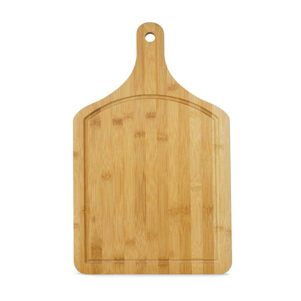 Tábua de Churrasco Euro Home Retangular 38x20cm Sulcos Cabo Bambu Natural