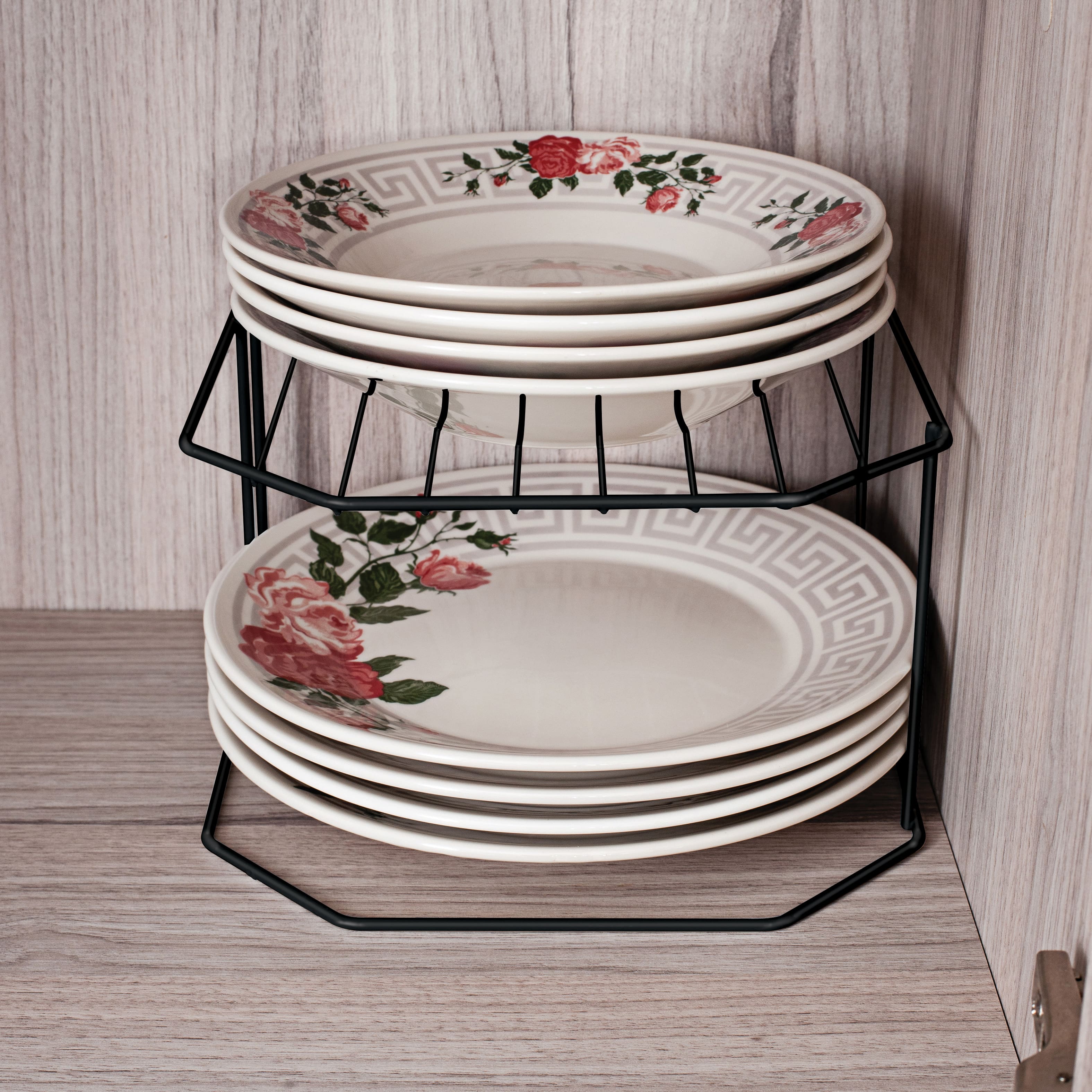 Organizador Duplo para Pratos Utimil Pintura em Epóxi Preto