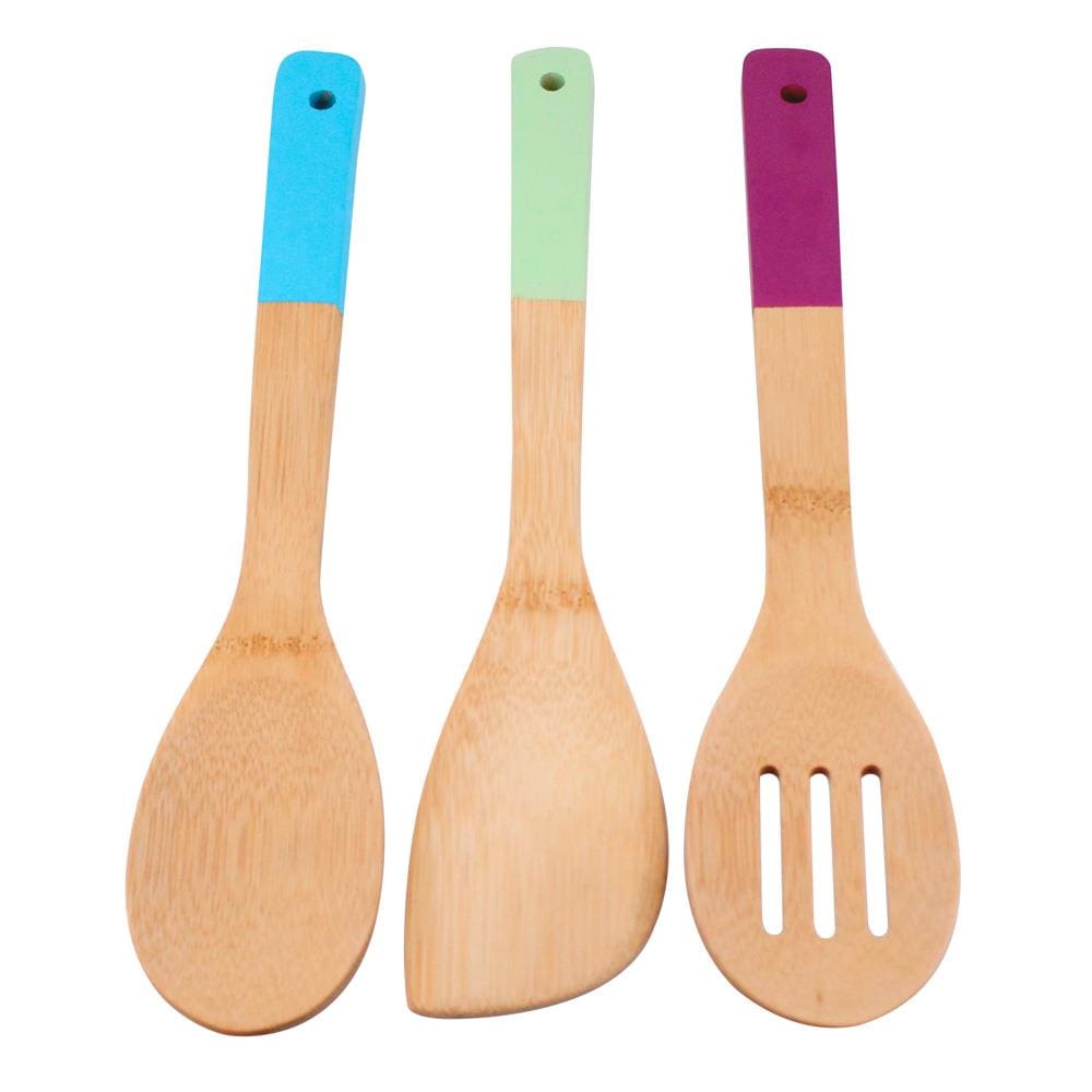 Jogo 3 Utensílios Dynasty em Bambu com Cabo Colorido
