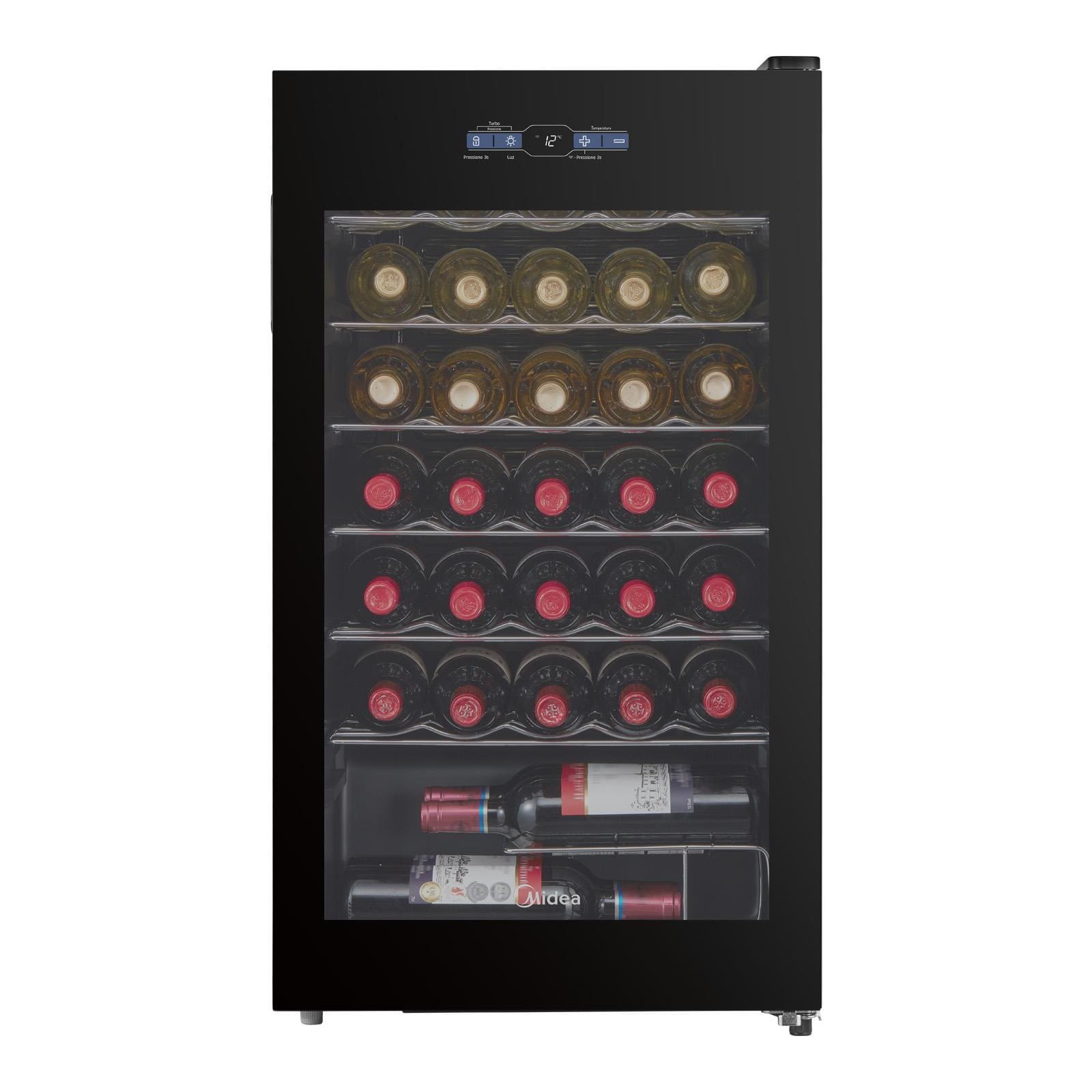 Adega Midea 34 Garrafas MDRW150FGGGL3 Porta de Vidro Painel Touch Bivolt Preta