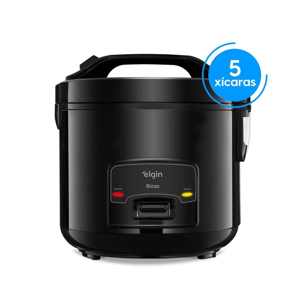 Panela Elétrica de Arroz Elgin Rizzo PAR40 5 Xícaras 1L 400W Cuba Antiaderente Função Aquecer Design Black Piano