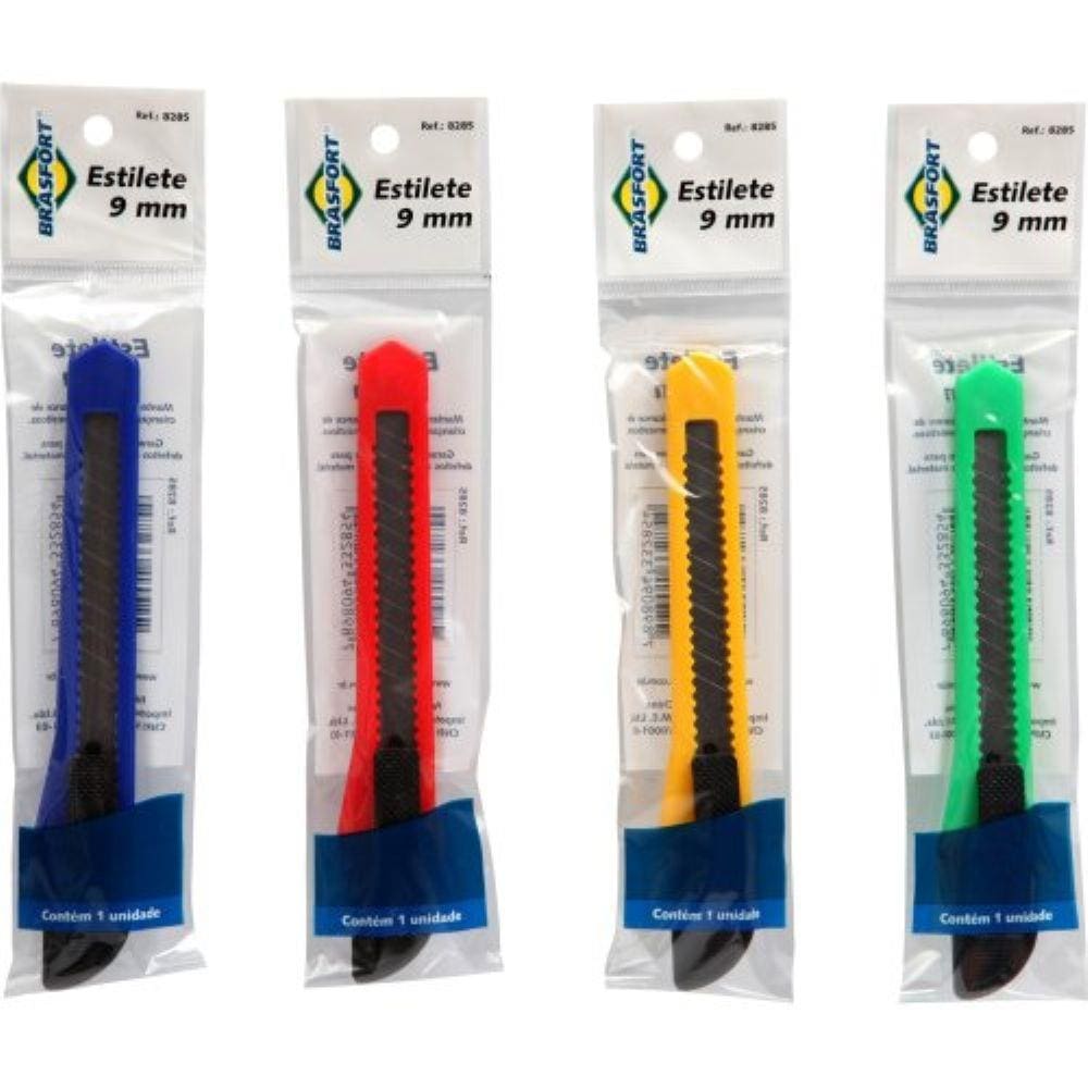 Estilete 9Mm Cores Variadas Brasfort
