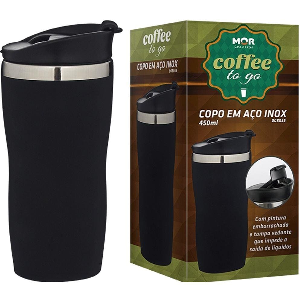 Copo em Aço Inox Mor Coffee to Go 450 Ml Preto