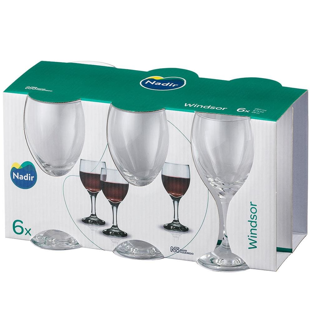 Conjunto de Taças para Vinho Tinto Nadir Windsor 250ml - 6 Peças