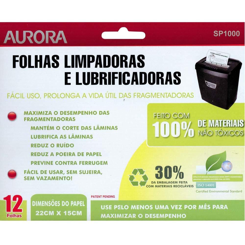 Folha Limpadora E Lubrificante Para Fragmentadoras Aurora Sp1000 Pacote C/ 12 Folhas