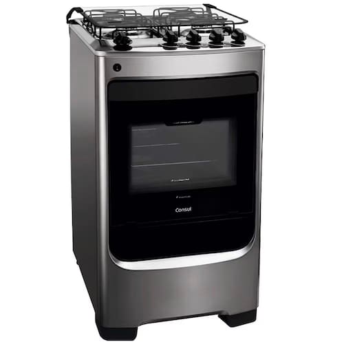 imagem-Fogão Consul 4 Bocas CFO4NAR com Mesa de Inox, Acendimento Automático e Design Frente Única Bivolt - Inox