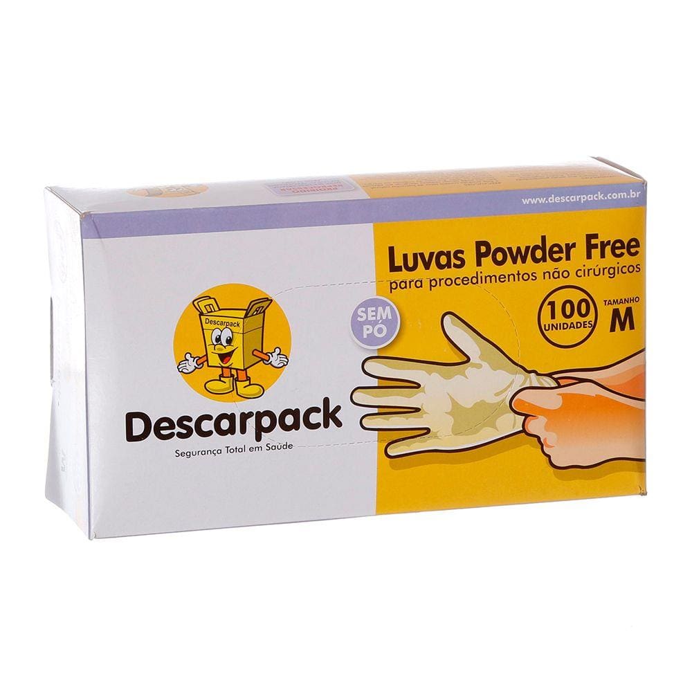 Luva de Látex M com 100 Unidades Powder Free Descarpack