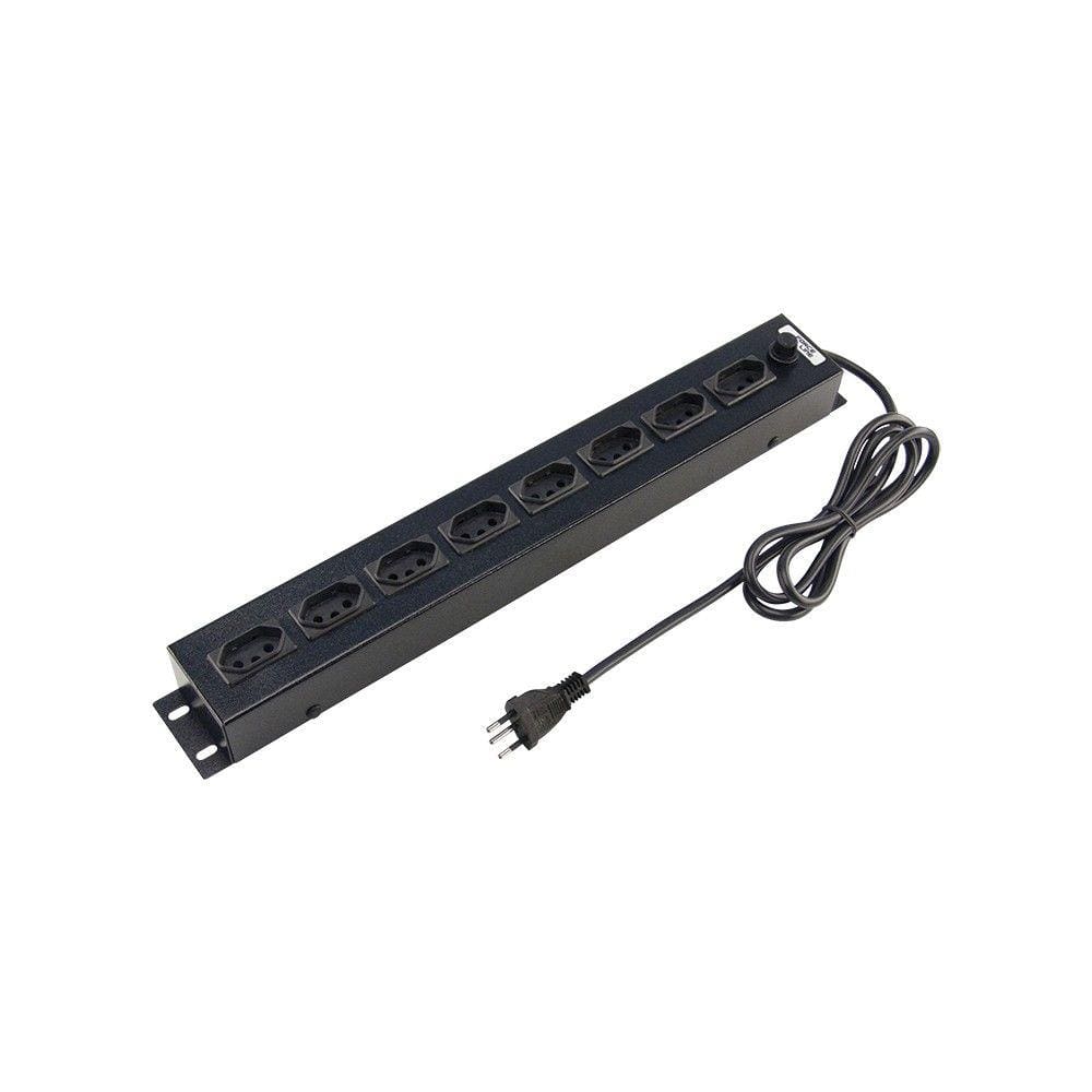 Régua Extensora Force Line 20A 8 Tomadas Bivolt para Rack Padrão 19 Polegadas