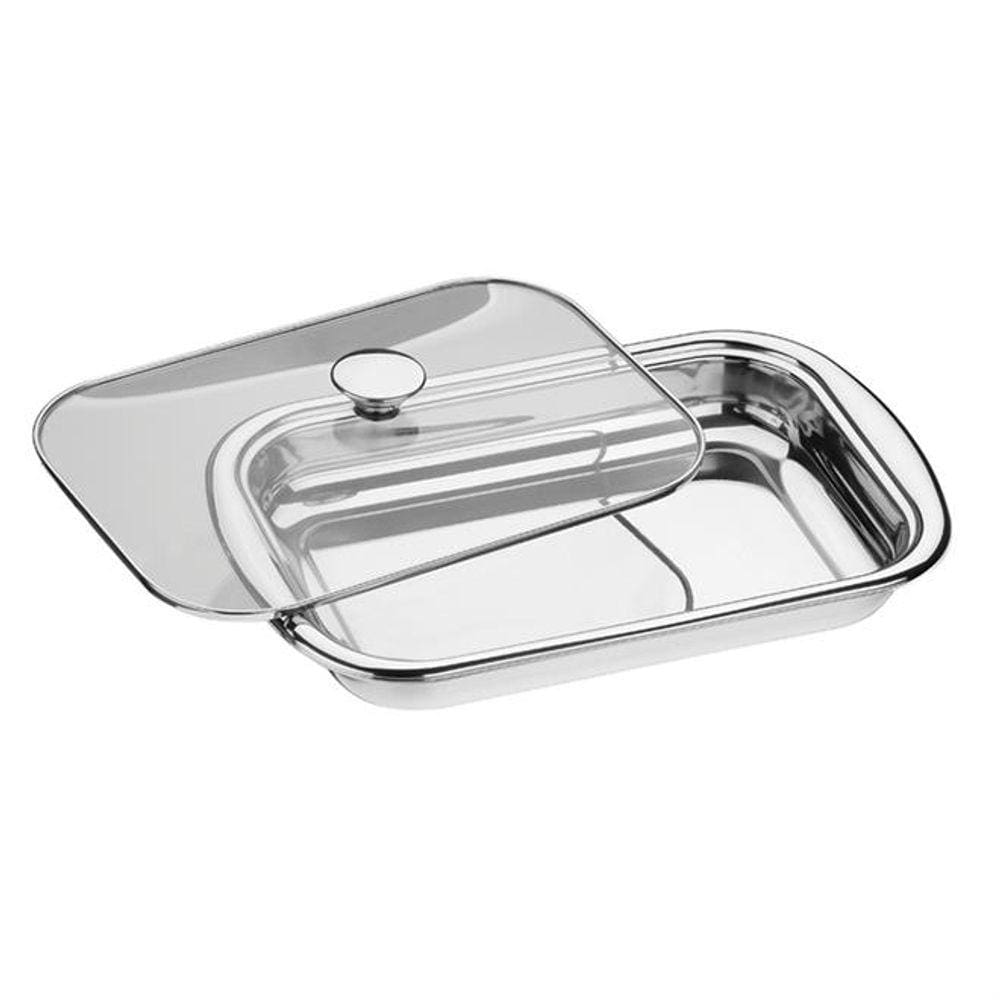 Assadeira Com Tampa De Vidro Tramontina 61315344 Cosmos Inox