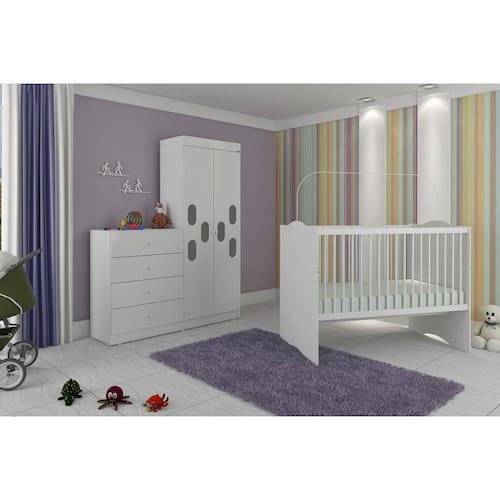 Quarto Infantil Completo Meu Bebê Branco 100% MDF Móveis Canaã Menor preço em Quarto Infantil Completo Meu Bebê Branco 100% MDF Móveis Canaã