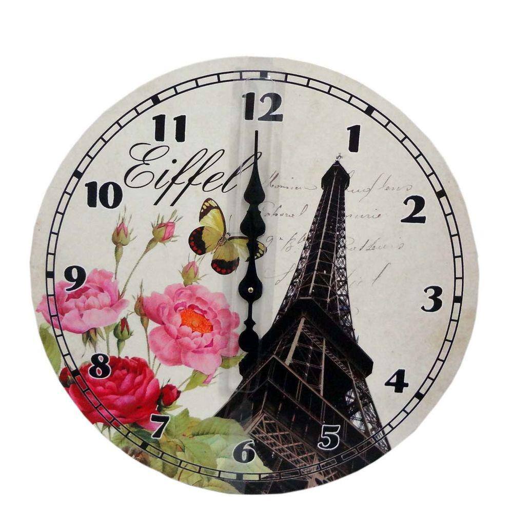 Relogio De Parede Torre Eiffel Retro para Decoracao Casa Escritorio