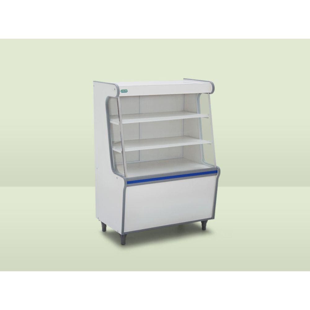 Balcão Vitrine Expositor Seco Artlux 75cm Branco Com Faixa Azul Pé