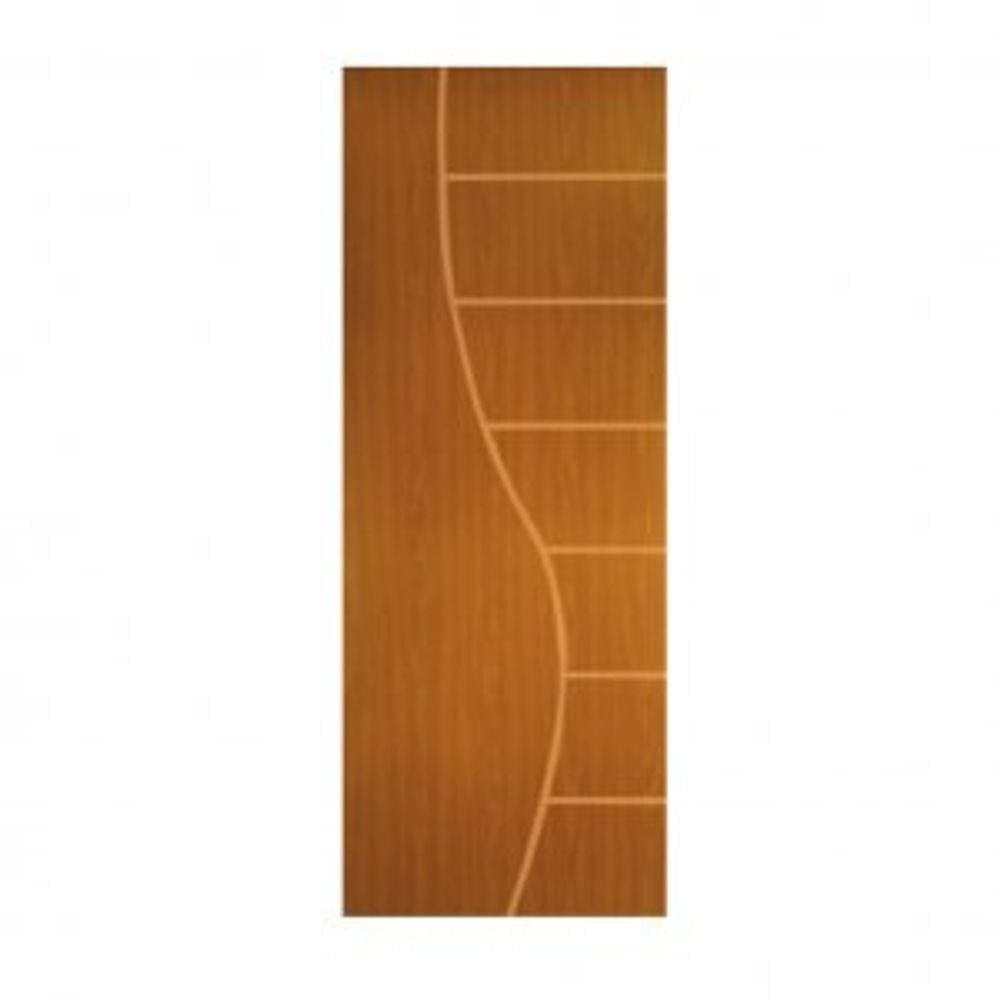 Porta de Madeira Frisada Cantareira MGM 210cmx80cm Melamínico Mogno