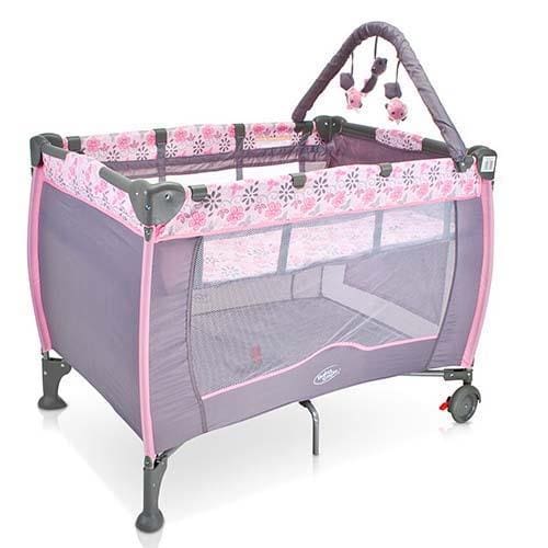 imagem-Berço Plus Portátil com Trocador Baby Style Mobile Flores - Rosa