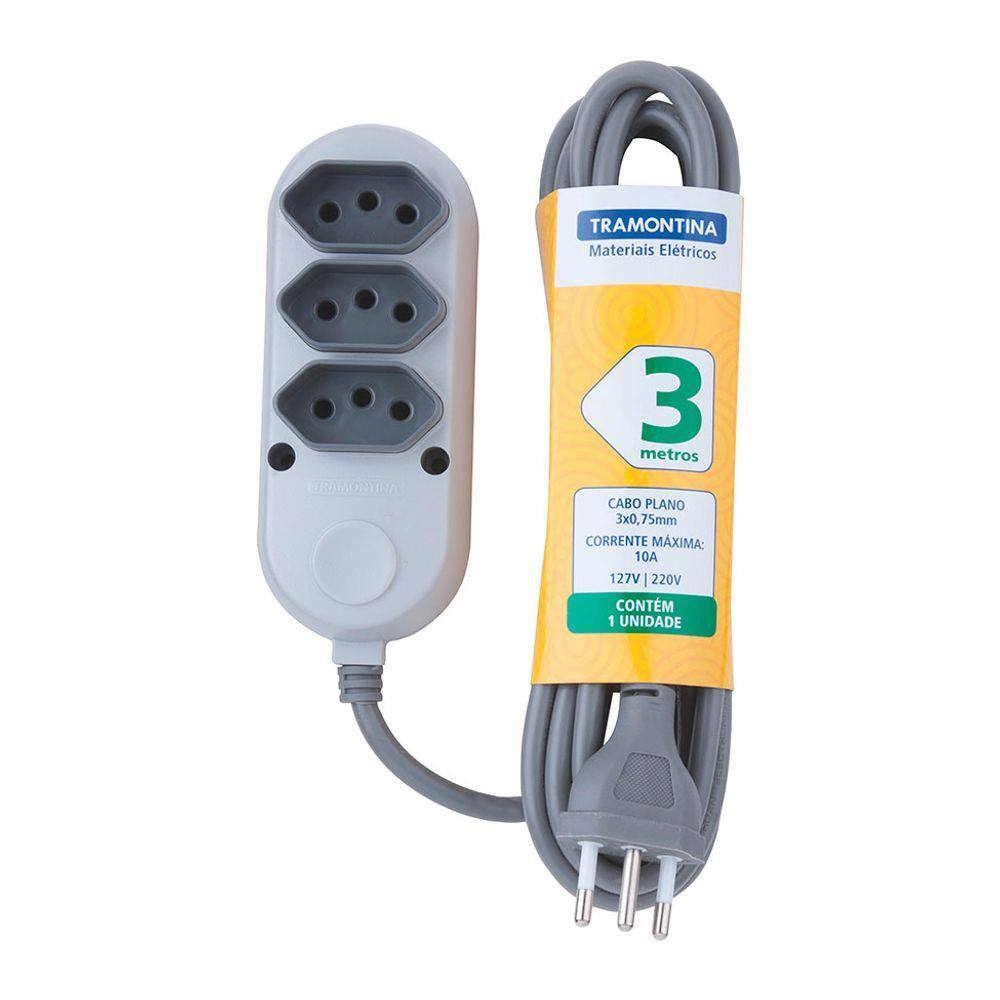 Extensão 3 Tomadas 2P + T 10A - 250 V 3 MT